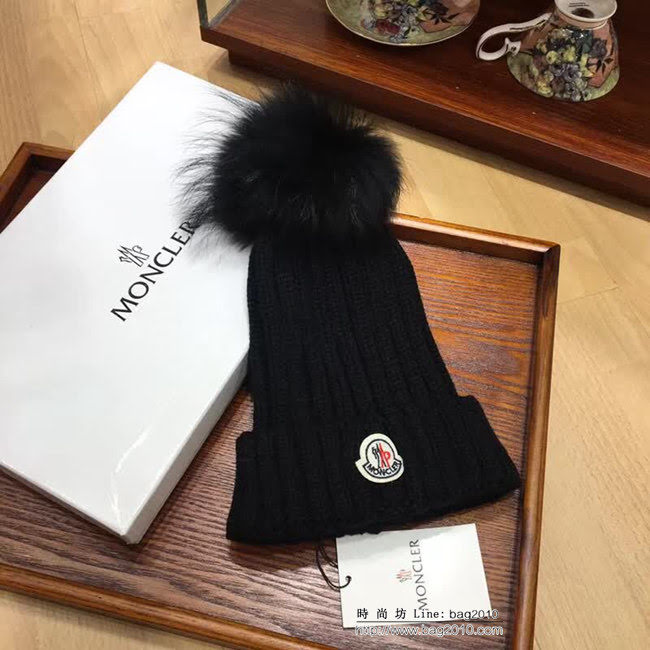 MONCIER蒙口 原單兔絨+羊絨配狐狸毛球百搭款帽子 情侶款 LLWJ8027